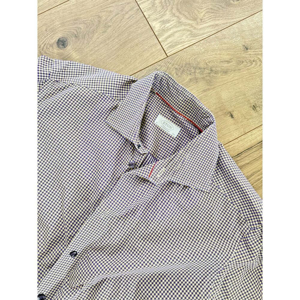ETON CONTEMPORARY 42 16 1/2 europe button up shirt micro gingham check swedish